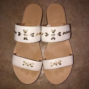 Jack Rodgers Sandals in White/Gold